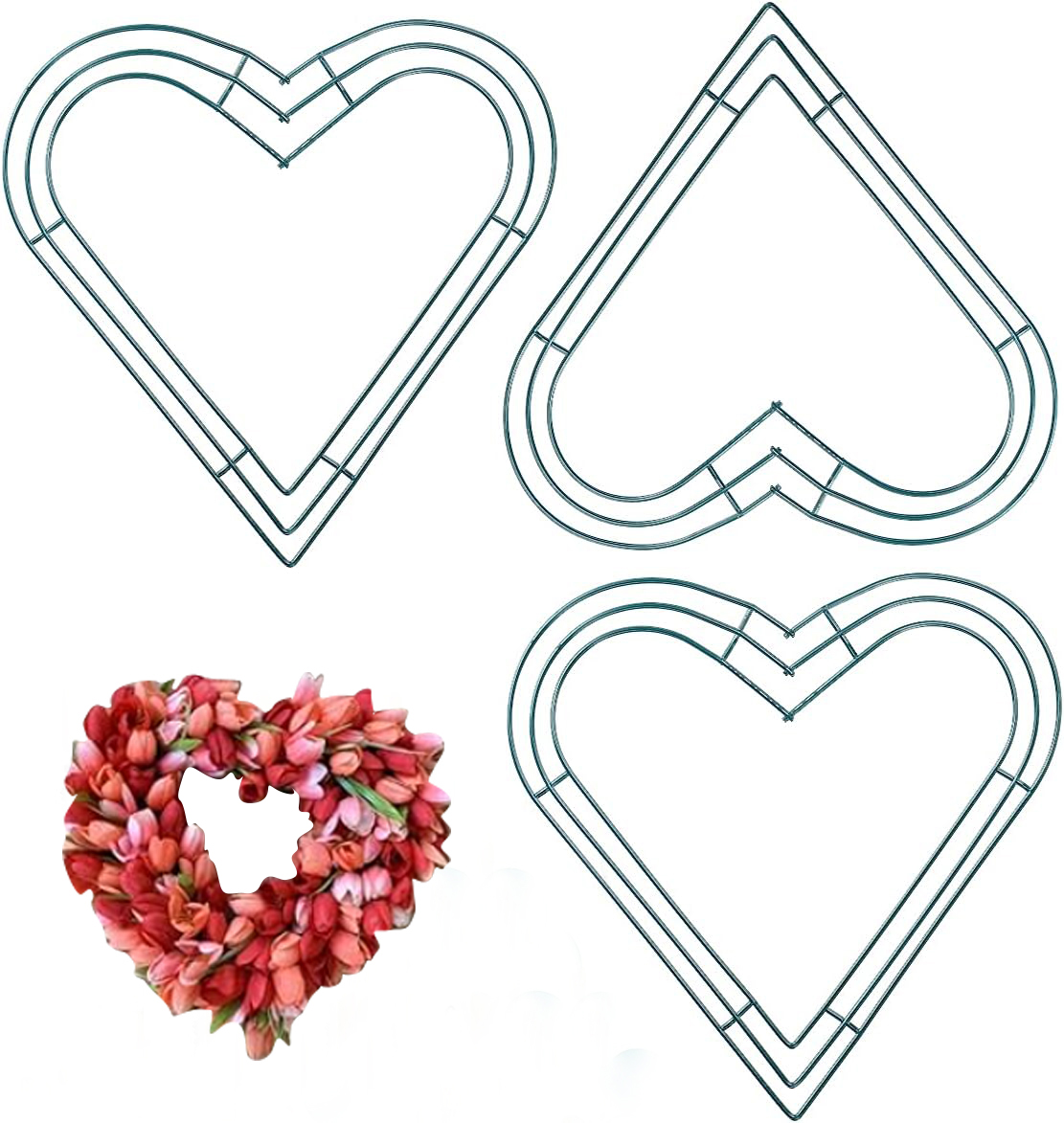 Wreath Form Wire - 3 Pack Premium Metalen Hart Vorm